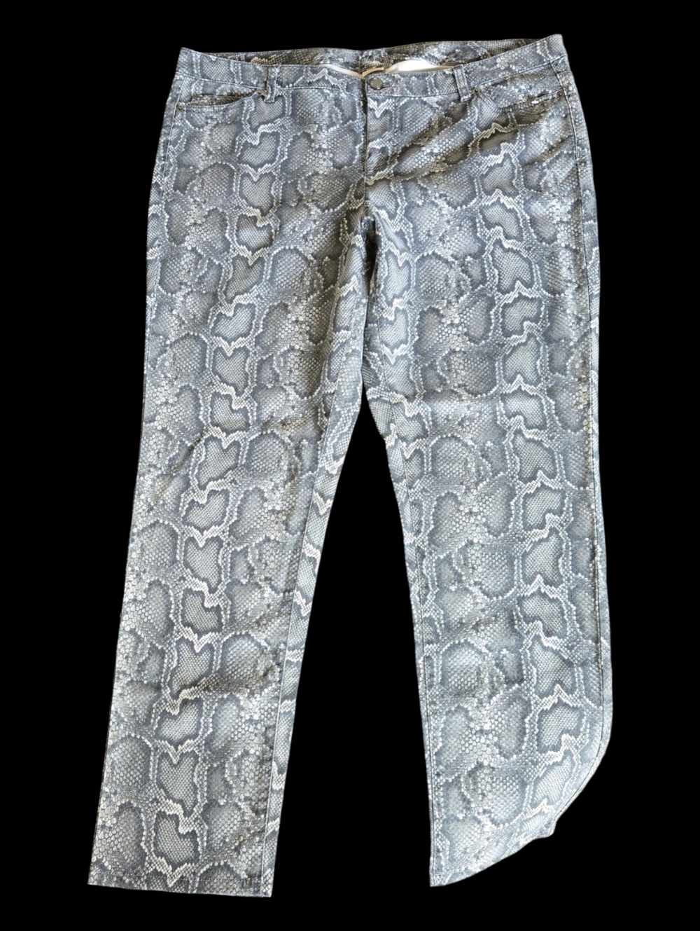 Michael Kors Snake-Print Straight-Leg Jeans in Gray Sz 16w